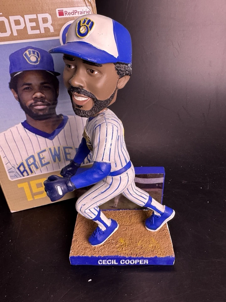 Vintage 2010 Milwaukee Brewers Cecil Cooper Pin Stripe Bobblehead / New In Box - Image 3 of 4