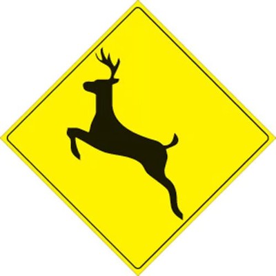 Voss 12x12in. Trail Sign - Deer (Yellow/Black) Snowmobile 492 D YR V124492