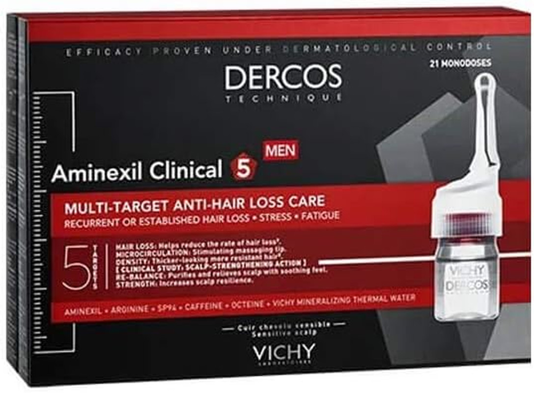 Vichy Dercos Aminexil Intensive 5 Uomo 21 Fiale - Trattamento Anticaduta