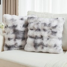 Decorative Throw Pillow Covers 16x16 Inch Set 16" x 16" Pack of 2 Grey White