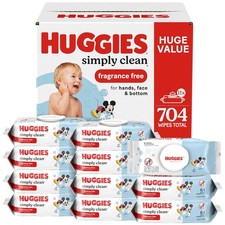 Family-Friendly Simply Clean Diaper Wipes - 11 Flip-Top Packs, 704 Total