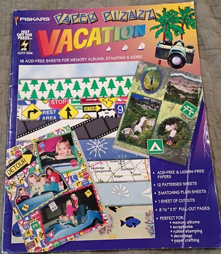 Fiskars Paper Pizazz Vacation Scrapbook Acid Free Sheets Book 1996 VTG Used
