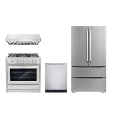 Cosmo 36 in. Dual Fuel Range & Range Hood & Dishwasher & Refrigerator Set