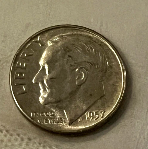 1957 P  ROOSEVELT DIME BU  90% SILVER IN CELLO