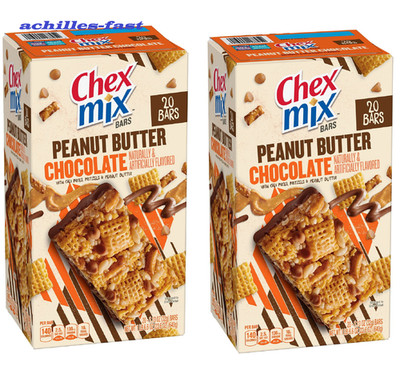 2 Pack Chex Mix Treat Bars Peanut Butter Chocolate 20 Ct Snack Bars Cereal Treat