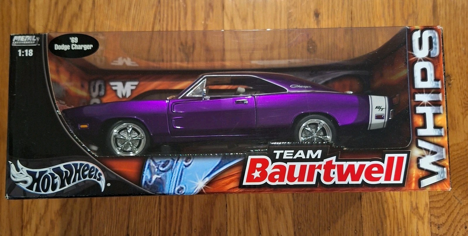 Hot Wheels 1:18 Scale Whips Team Baurtwell 1969 Dodge Charger R/T Purple