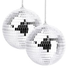 2 Pcs 4 Inch Hanging Disco Mirror Balls DJ Light Effect Party Home Decoration