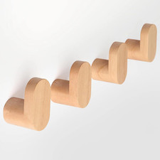 Wood Wall Hooks, Modern Minimalist Wood Hooks Wall Mounted, Natural Wooden Wall