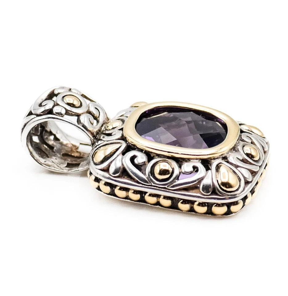 Colgante potenciador amatista John Hardy de plata de ley y oro de 18 quilates de colección Foto 4 de 4