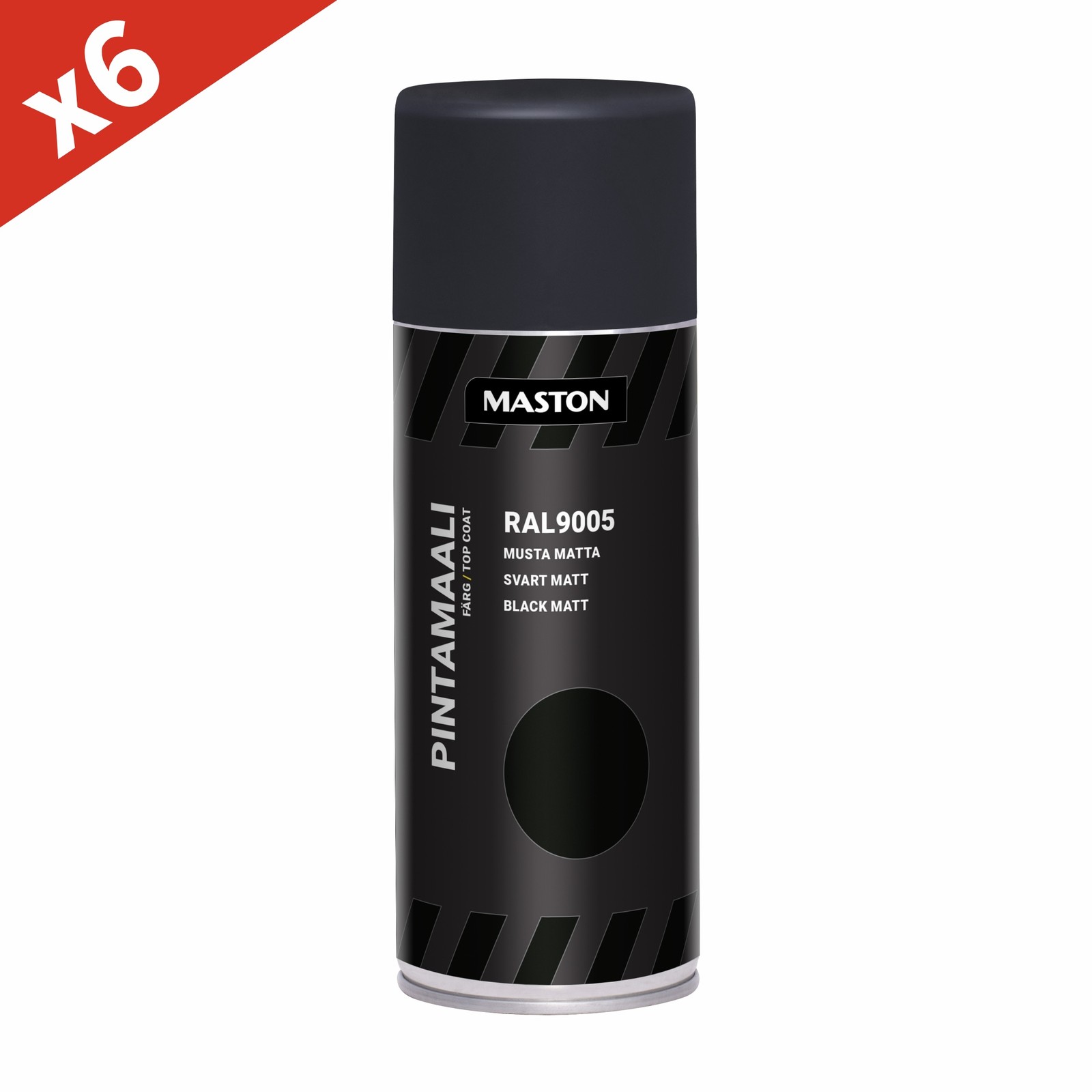 6x Maston 3669005M Top Coat Spray Paint 400ml 0.4L Matt Black RAL9005 Acrylic