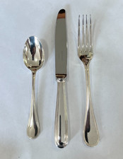 Lot of 3 Christofle Perles Pieces_ Desert Knife, Desert Fork, Five O'Clock Spoon