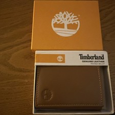 Timberland Trifold Wallet Genuine Leather Tan New Style Unisex Accessories