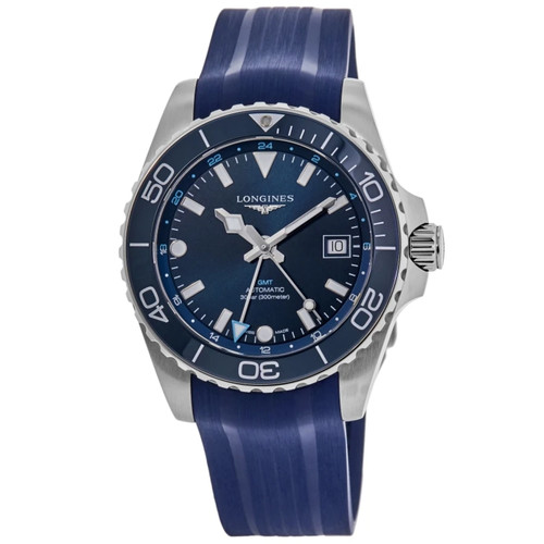 New Longines HydroConquest GMT Blue Dial Rubber Strap Men's Watch L3.790.4.96.9