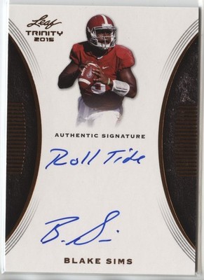 2015 Leaf Trinity Blake Sims Autograph Roll Tide Alabama Auto