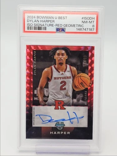 DYLAN HARPER 2024-25 BOWMAN U BEST ISO RED GEOMETRIC AUTO /10 PSA 8 Q0902