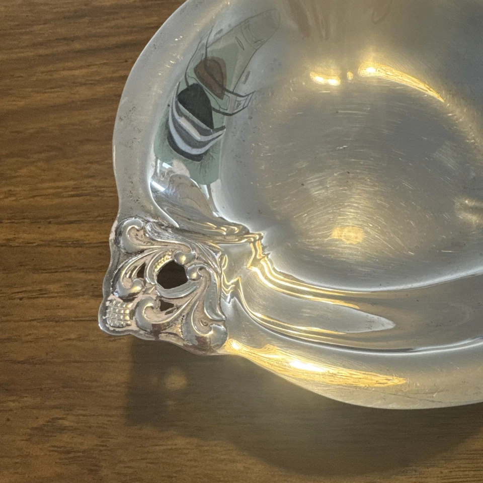 Plato de caramelo de compota de bellota redondo de plata real danés T188 internacional Foto 4 de 4