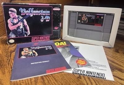 Wolfenstein 3-D Super Nintendo SNES CIB Cart Box Manual Authentic Tested Working