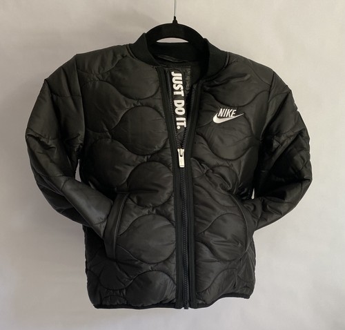 Children’s Unisex Nike Puffer Black Jacket 86D473 size 6M Just Do It! - Picture 1 of 12