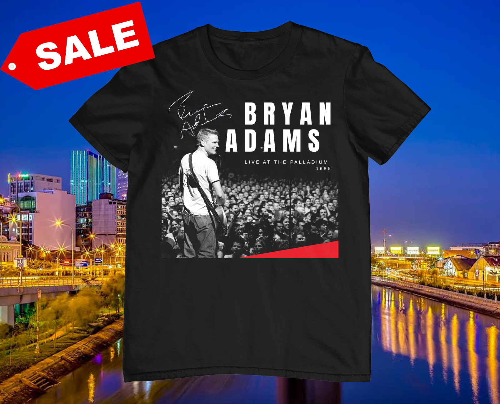 New Rare! Bryan Adams Cotton Black Full Size Unisex Shirt
