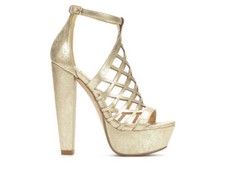 Delicious Exit-S Gold Shine Exotic Dancer Shoes New In Original Factory Box