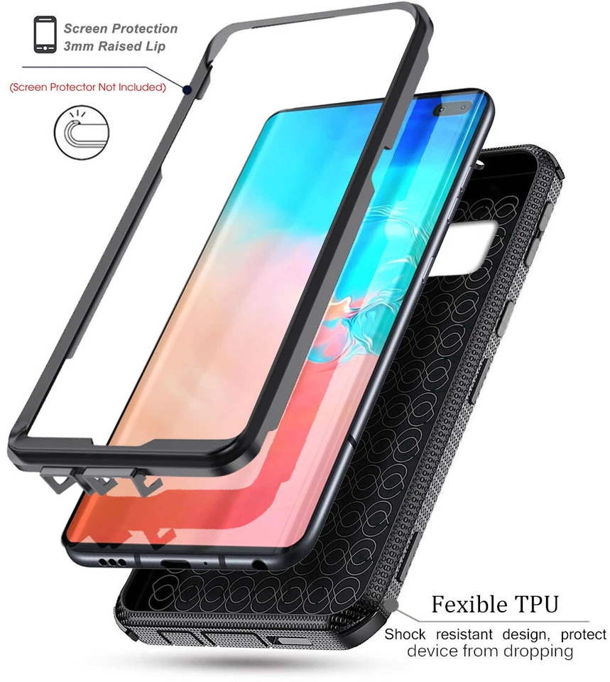 Funda protectora a prueba de golpes para teléfono Samsung Galaxy S10/5G/S10e/S10+ con vidrio templado Foto 4 de 4