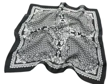 21"x21"Black White Design Print Pure Mulberry Satin Silk12momme Scarf53X53cm5-19