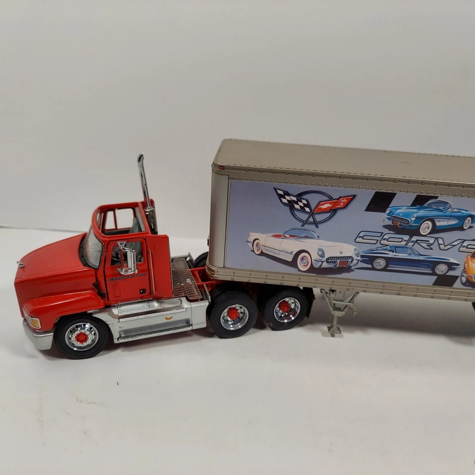 Remolque tractor Franklin Mint Mack Corvette modelo fundido a presión 1:43 semirremolque rojo Foto 3 de 4
