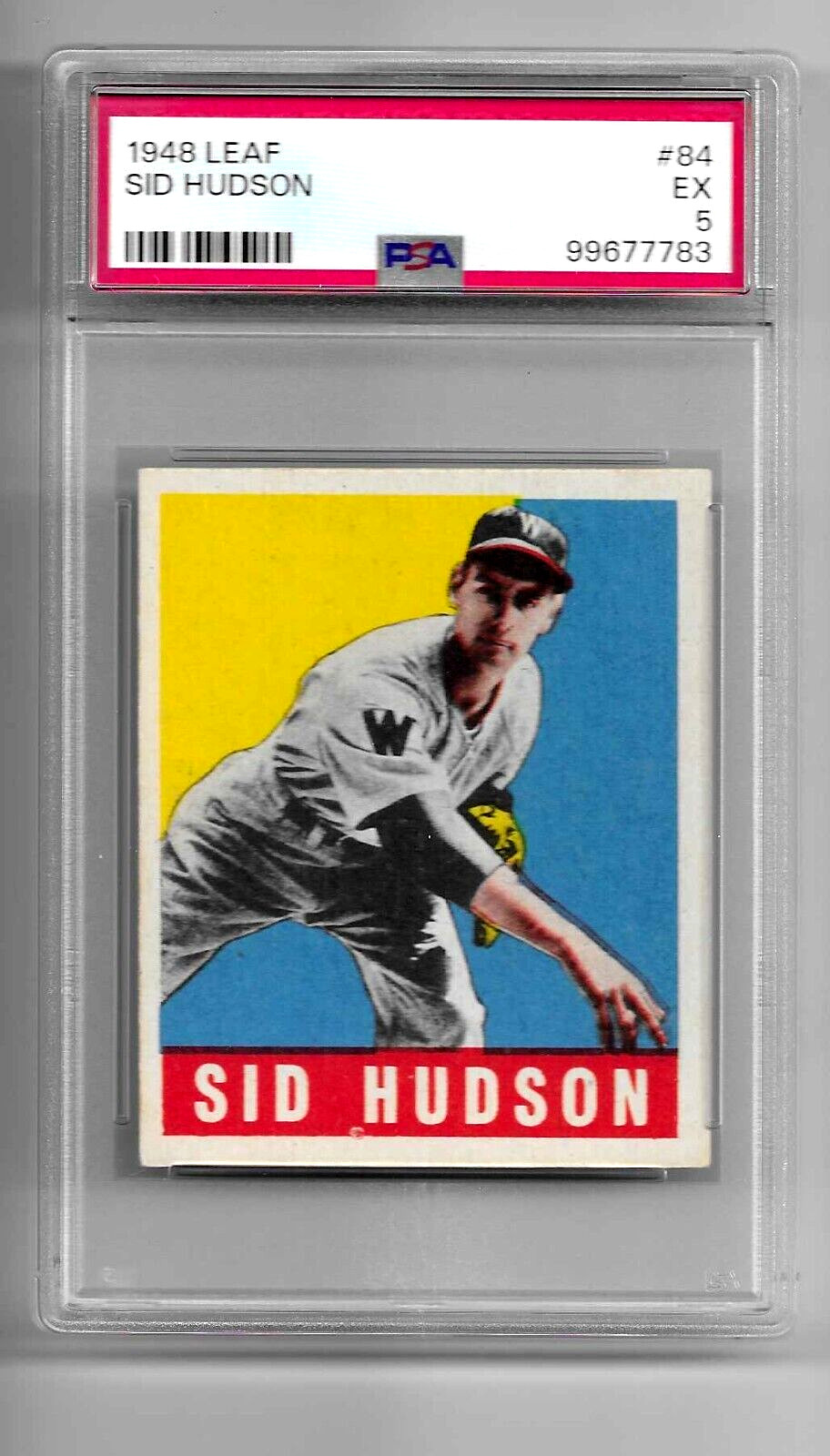 1948 LEAF BASEBALL CARD #84 SID HUDSON GRADED PSA 5 NQ MLB WASHINGTON SENATORS