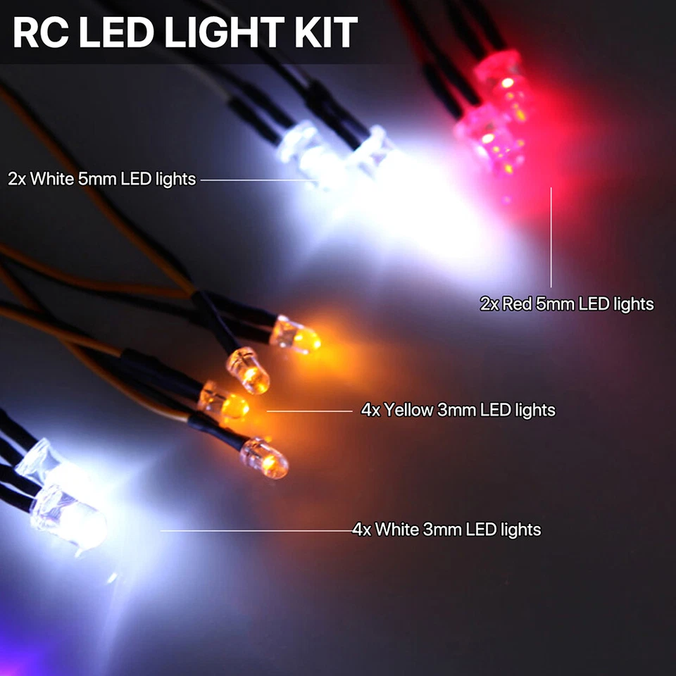 12LED Lampe Set Scheinwerfer Rücklicht für 1/10 RC Crawler D90 D110 D130 Auto - Bild 2 von 4