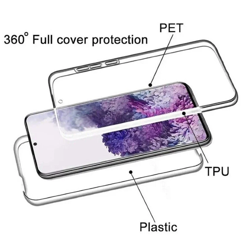 360 GRAD HANDY HÜLLE FÜR SAMSUNG SCHUTZHÜLLE TPU SILIKON KLAR HUAWEI CASE COVER - Bild 3 von 4