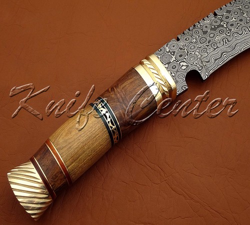 HERMOSO CUCHILLO DE CAZA KUKRI BOWIE HECHO A MANO ACERO DAMASCO HECHO A MANO - Imagen 9 de 10