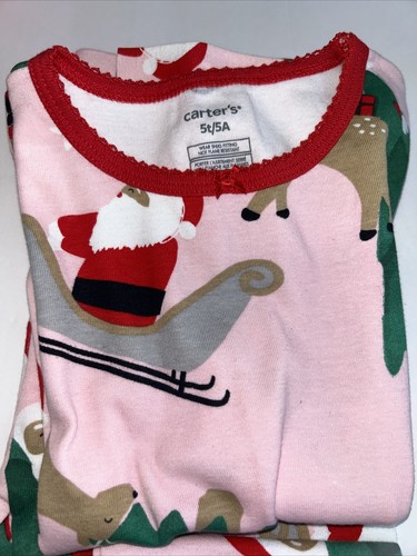 Lot of 2 Carter's Kid 2-Piece Christmas 100% Snug Fit Santa Cotton Pajamas 5T/5A - Picture 9 of 12