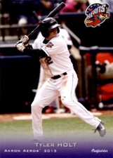 2013 Akron Aeros Grandstand #11 Tyler Holt Marion Indiana IN Baseball Card