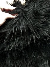 Plush Faux Fur Bear Fabric - 2-1/2" Mongolian Shag BLACK - 43" x 64"