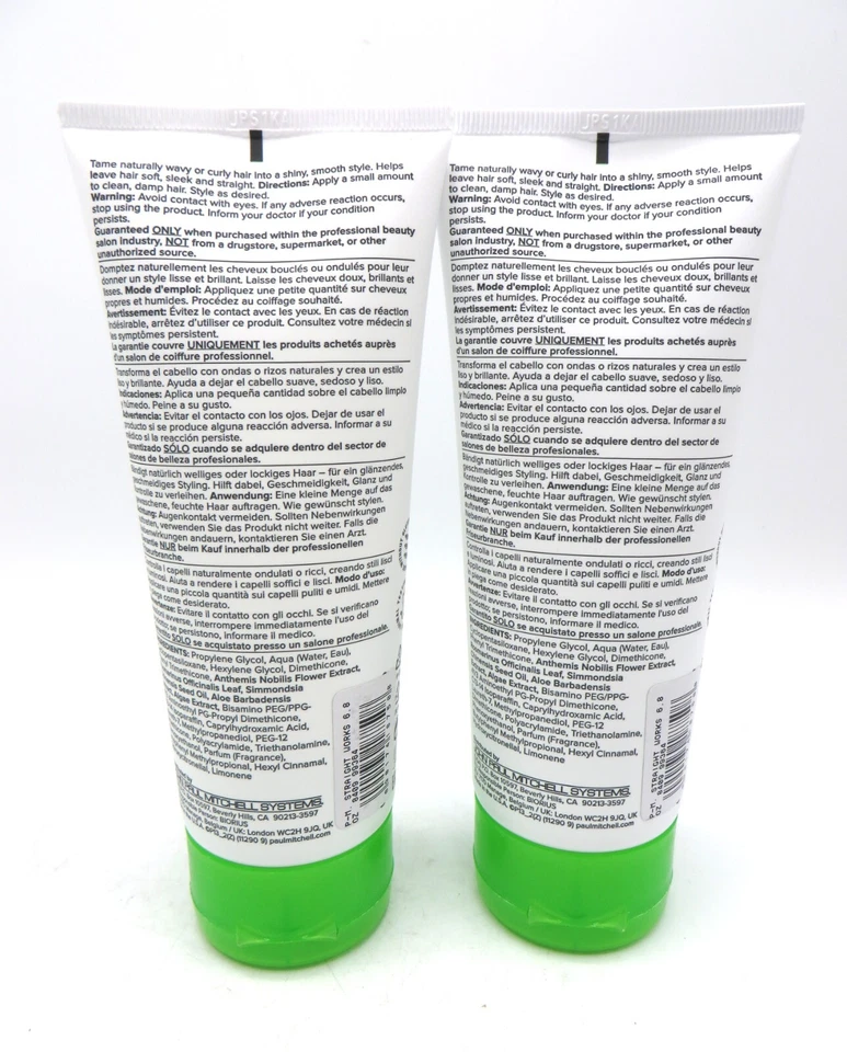 PAUL MITCHELL STRAIGHT WORKS STYLER SUAVIZANTE 6,8 OZ (Lote de 2) Foto 2 de 2
