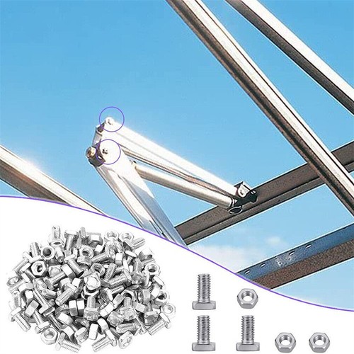 50/100Stk Hammerkopfschrauben M6 Aluminium Gewächshaus Schrauben + Flanschmutter - Bild 5 von 8