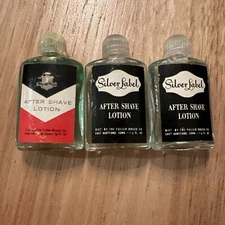 Vtg Miniature Sample Glass After Shave Lotion Fuller Brush Co. & Silver Label