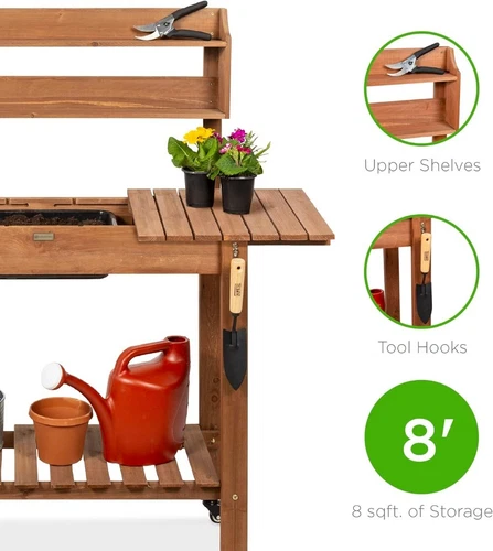 Best Choice Products Mobile Garden Potting Bench - Thumbnail 2