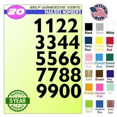 20 Mailbox,Car, Doors, Toolbox,Lockers,Window, Decal Sticker Numbers GILL SANS N