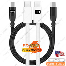 USB C to C Charging Cable PD Fast Type C to C Charger Cord For iPhone 15 Samsung
