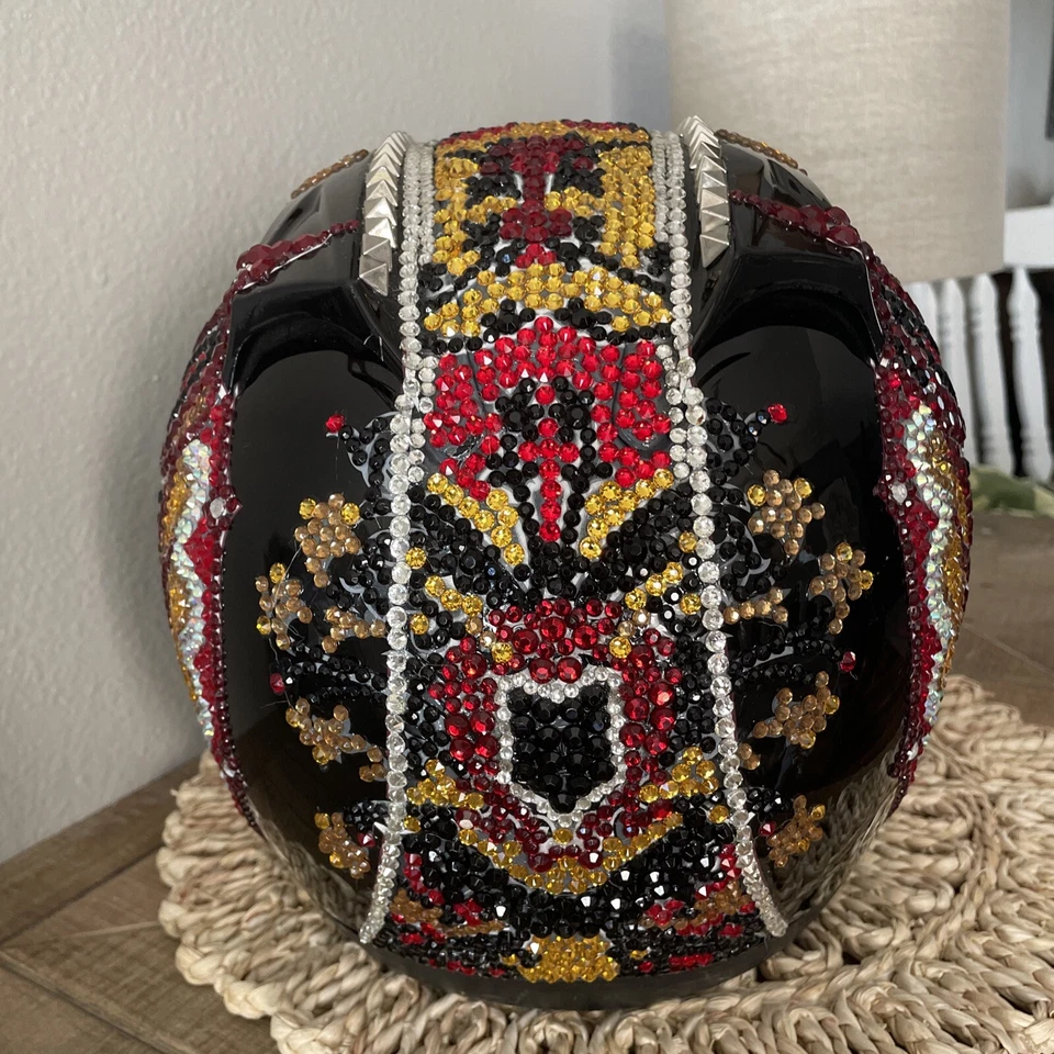 Casco completo CKX damas XS Bling pedrería rojo y dorado Foto 3 de 4