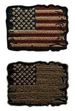Distressed American USA Flag Patch (2PC Bundle -Hook Fastener-DP6-MTB2)