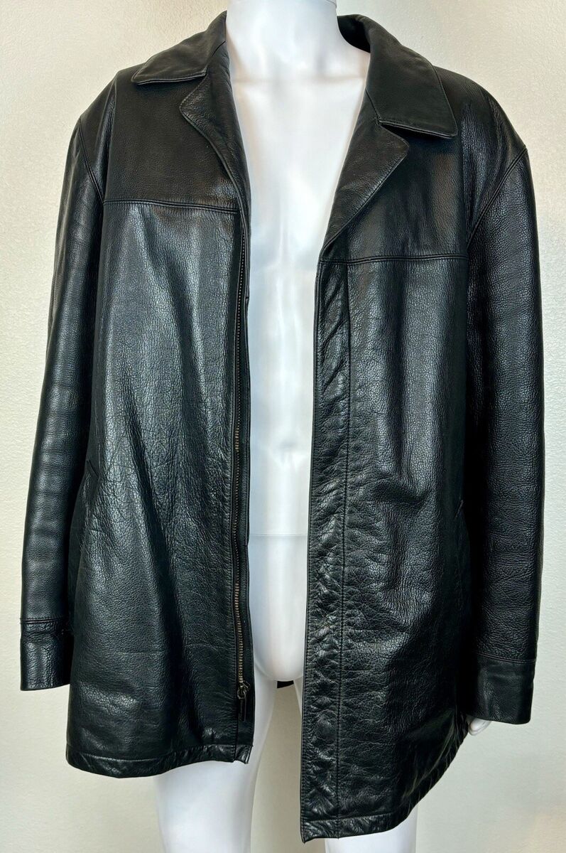 Kenneth Cole Men's Leather Coat Jacket XL Fully Lined Black Kenneth Cole Men's Leather Coat Jacket XL Fully Lined Black