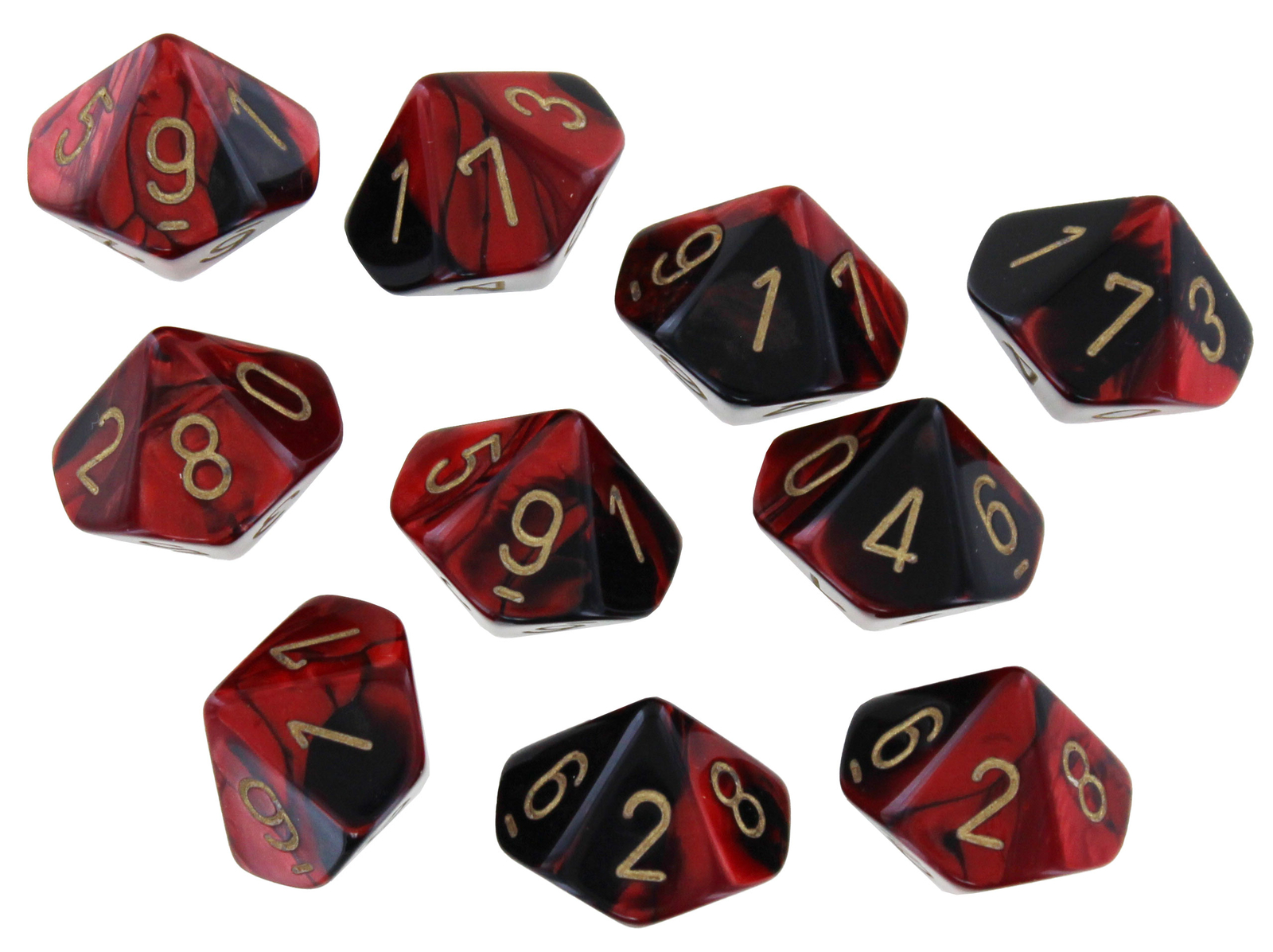 Набор кубиков Chessex Gemini Черно-красныйзолотой D10 10 2690₽