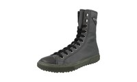 Prada Nylon Stratus Zip Combat Boots High-Top Sneaker 4U3274 Grau Neu - 9 43