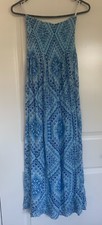 Forever New - Blue Boho Patterned 100% Viscose Maxi Dress - Size 8, Stretchy fit