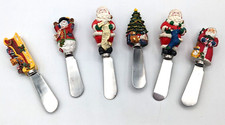 Christmas Cheese Butter Knives Spreaders Lot Of 6