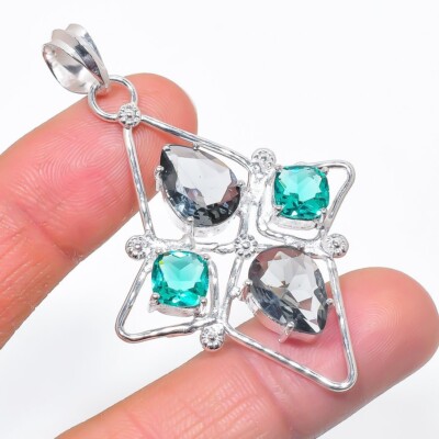 Alexandrite Gemstone Handmade 925 Sterling Silver Jewelry Pendant Size 2.50''