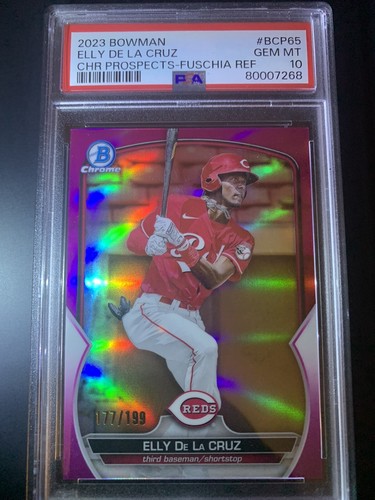 Elly De La Cruz Rookie PSA 10 Fuschia Parallel SP /199 Bowman Chrome #BCP-65  - Picture 2 of 5