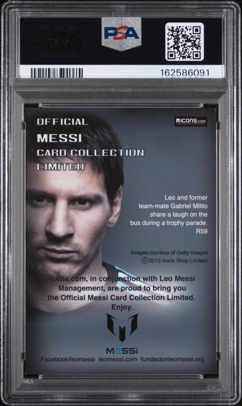 2013 ICONS MESSI LIMITED COLLECTION LEO/MILITO SHARE A LAUGH LIONEL MESSI PSA 9 view 2